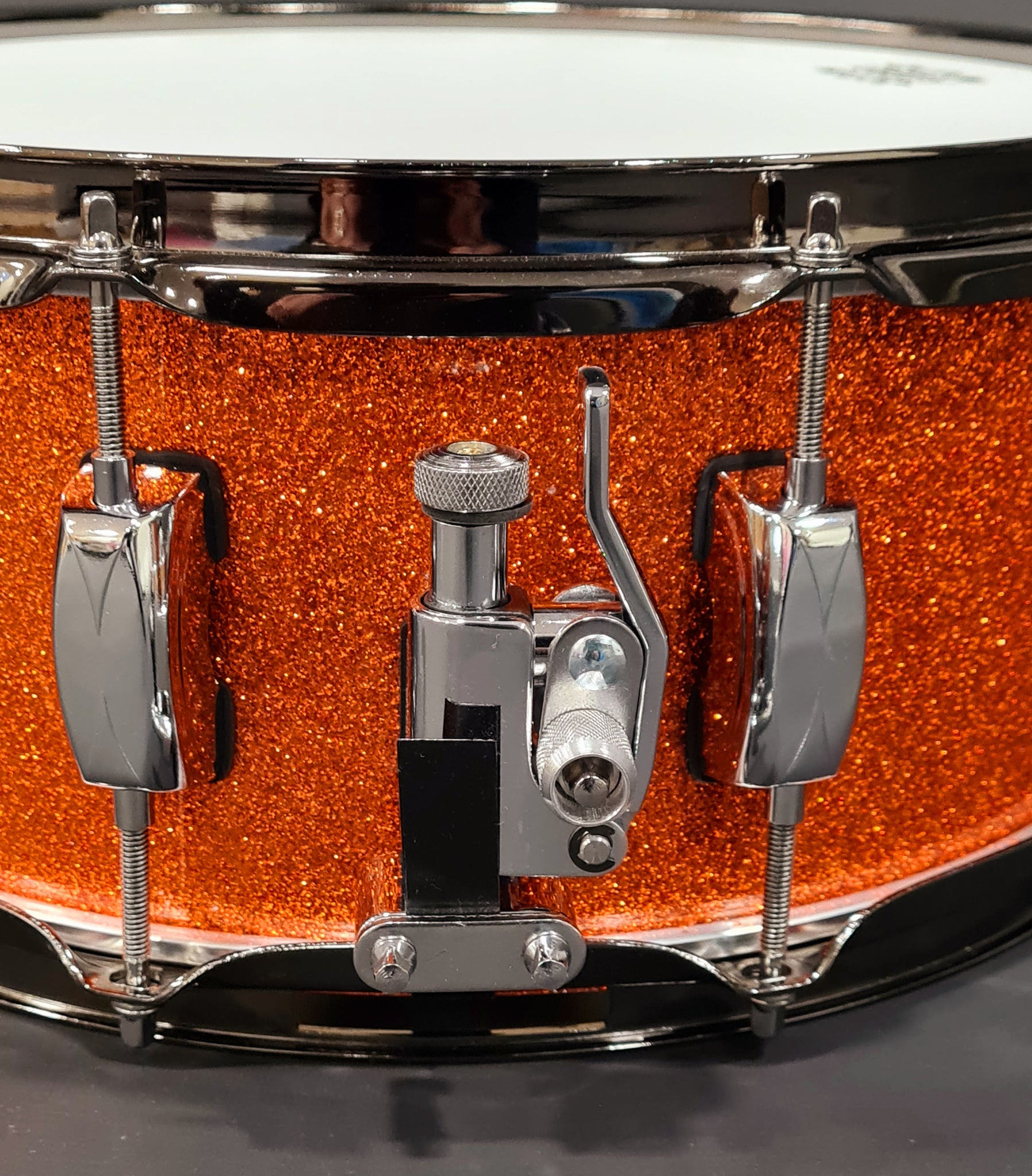 14x5.5" Liberty Drums Snare drum in a stunning orange sparkle lacquer (made to order)