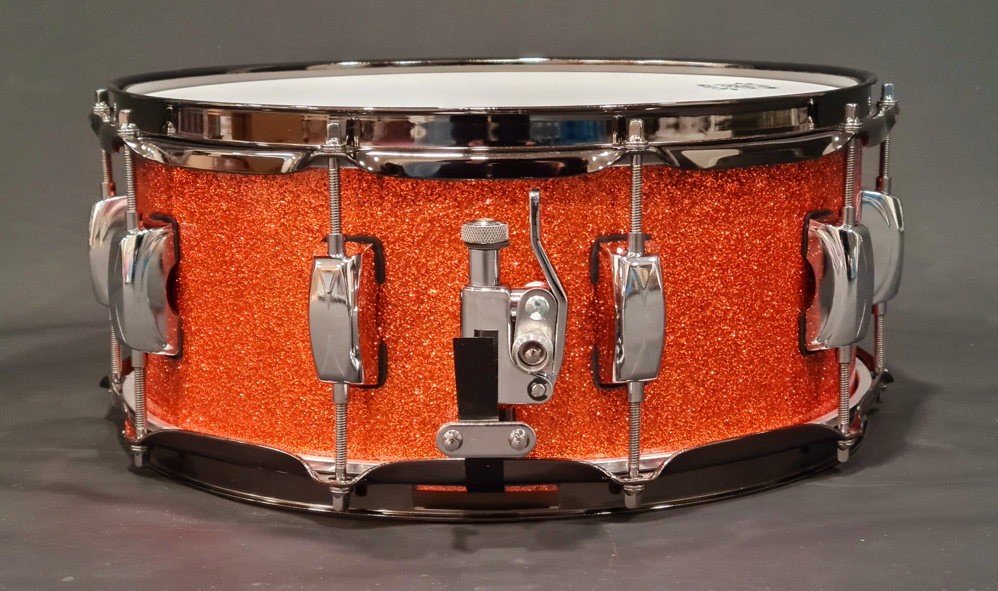 14x5.5" Liberty Drums Snare drum in a stunning orange sparkle lacquer (made to order)