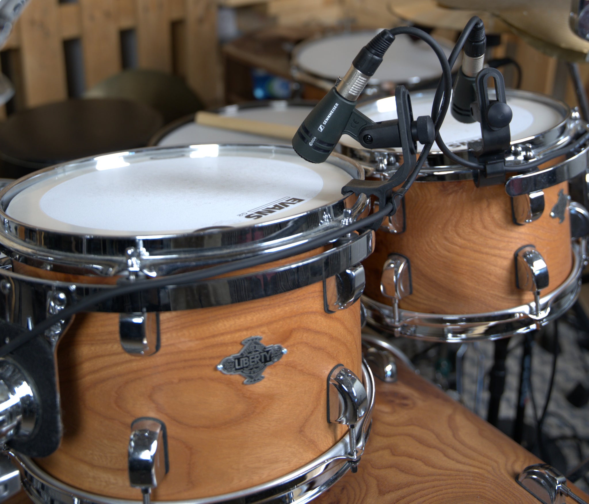 Liberty Drums, 4pc Elm Burr & birch shell pack 12x8, 14x14, 16x14, 20x15  (made to order)