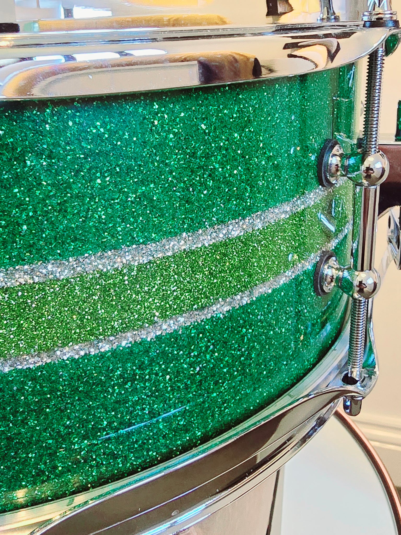 13x5" Liberty Drums snare drum - custom green metal flake