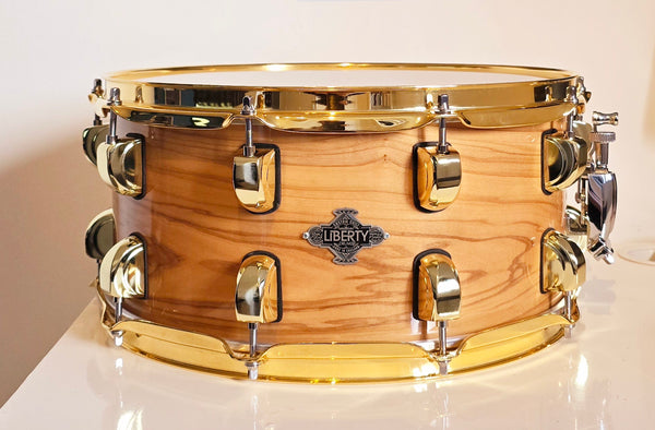 14x6 Olive wood snare drum by Liberty Drums