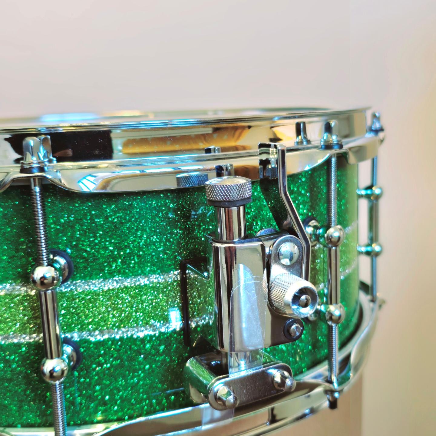 13x5" Liberty Drums snare drum - custom green metal flake