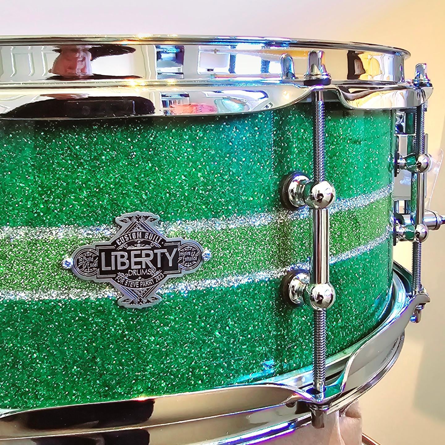 13x5" Liberty Drums snare drum - custom green metal flake